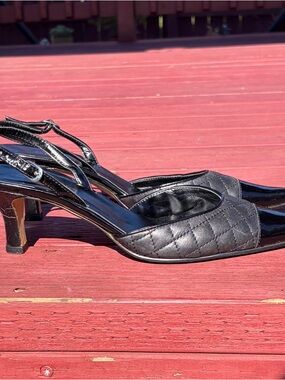 Chico's Black Quilted Slingback Heels